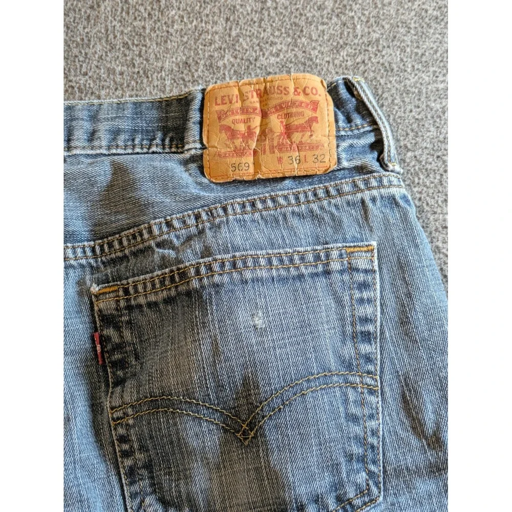 Levis 569 Jeans Mens 36x32 Medium Wash Straight Leg Relaxed Fit Skater Y2K